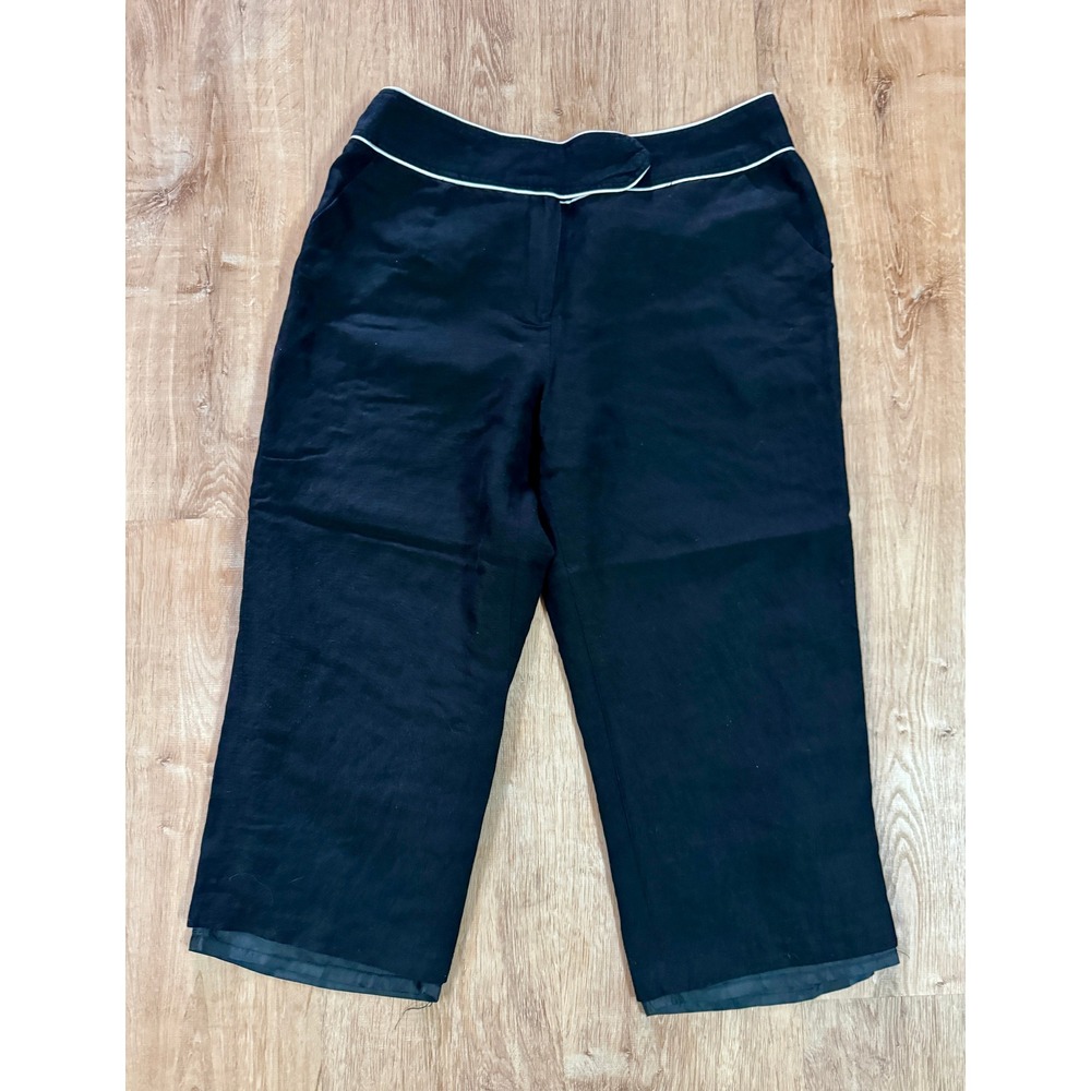 Dressbarn High Waisted Cropped‎ Black with White Trim Pants Women's 12